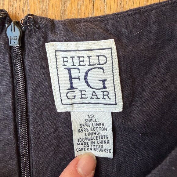 Field Gear Sleeveless Vintage Black Dress Size 12 Linen/Cotton - Picture 5 of 6